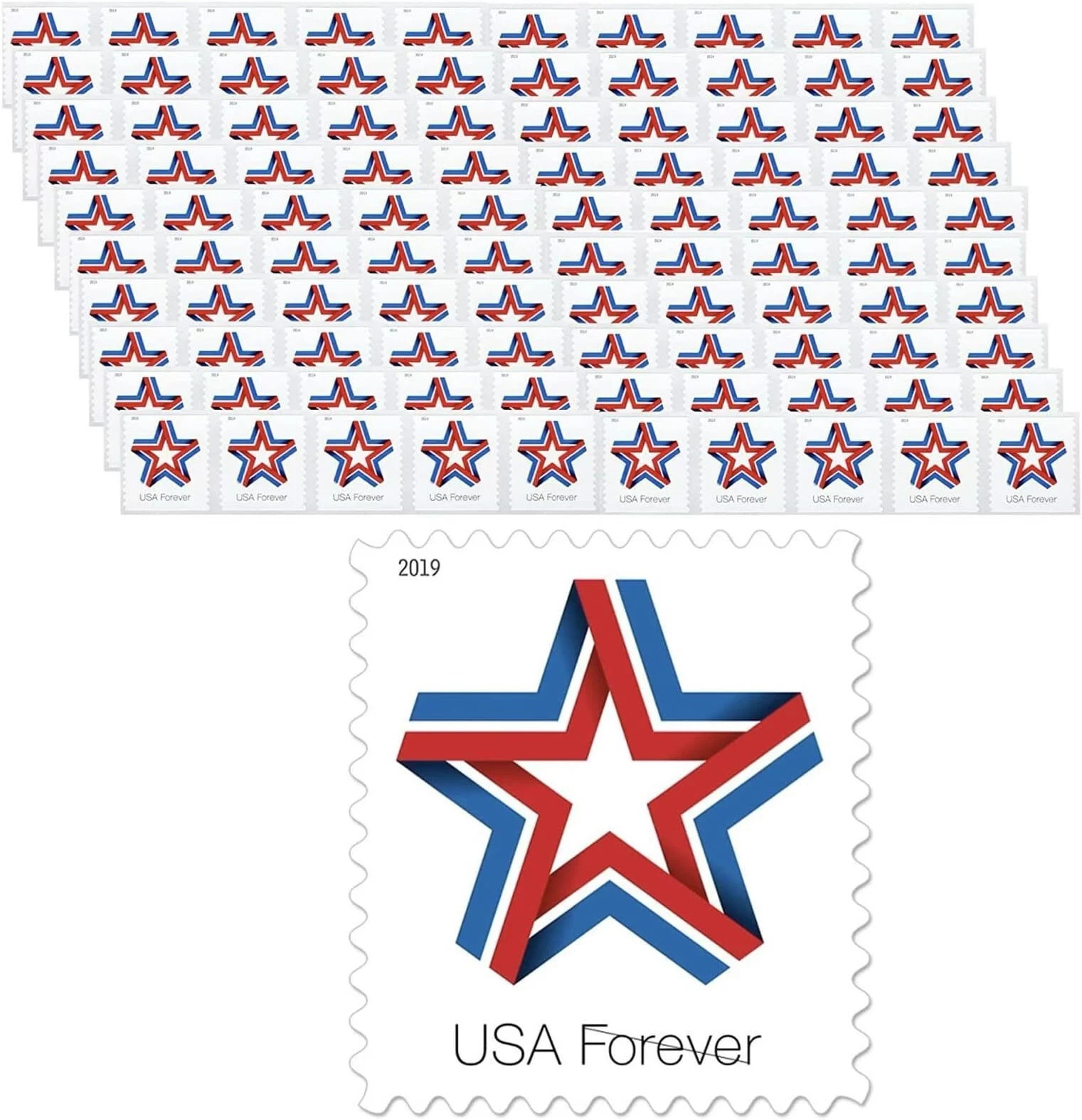 Star Ribbon Forever First Class Postage Stamps Celebration Patriotic (100Stamps