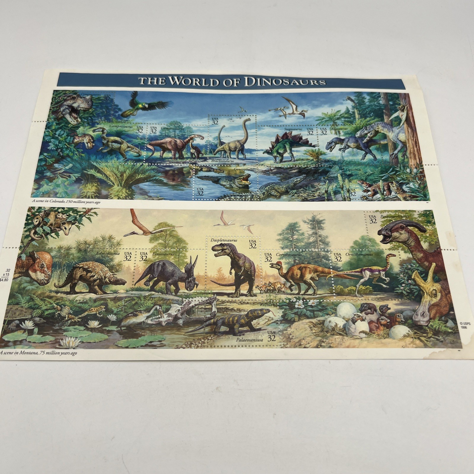 US SCOTT 3136 SHEET (PANE) OF 15 DINOSAURS 32 CENTS FACE Stamps
