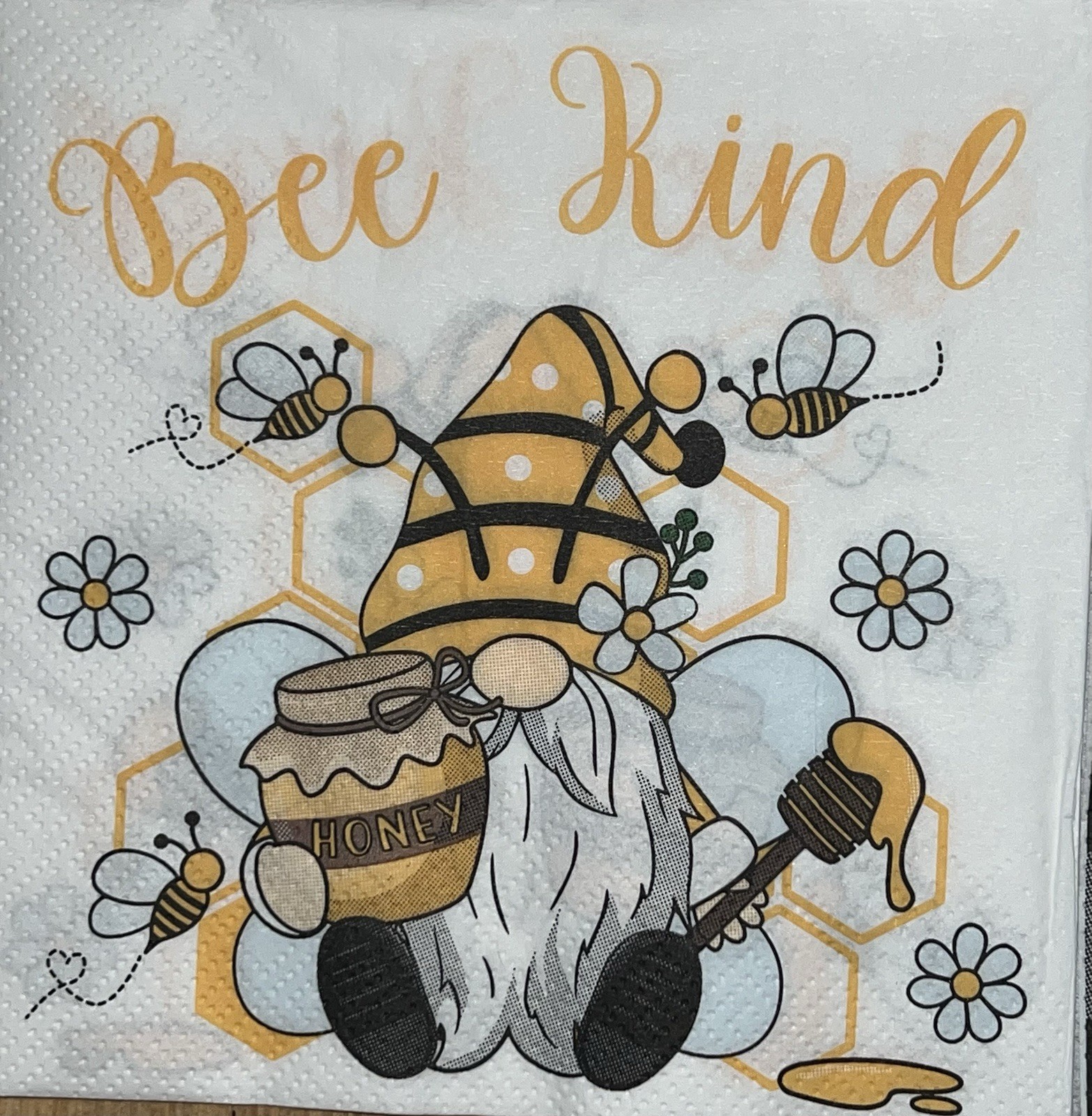 FOUR Paper BEVERAGE/COCKTAIL Decoupage Art Craft Napkins Honey Bee/Bees/bee Kind