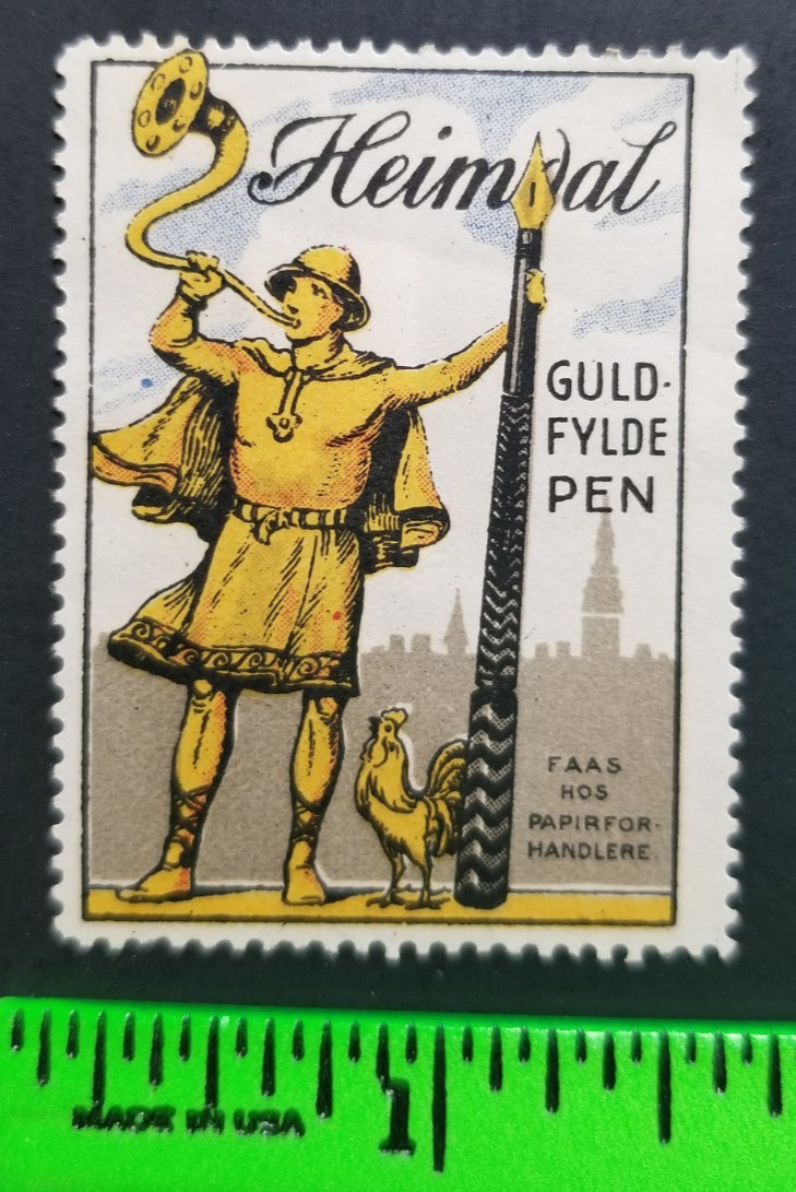 Vintage Heimdat Gold filler Pen Poster Stamp