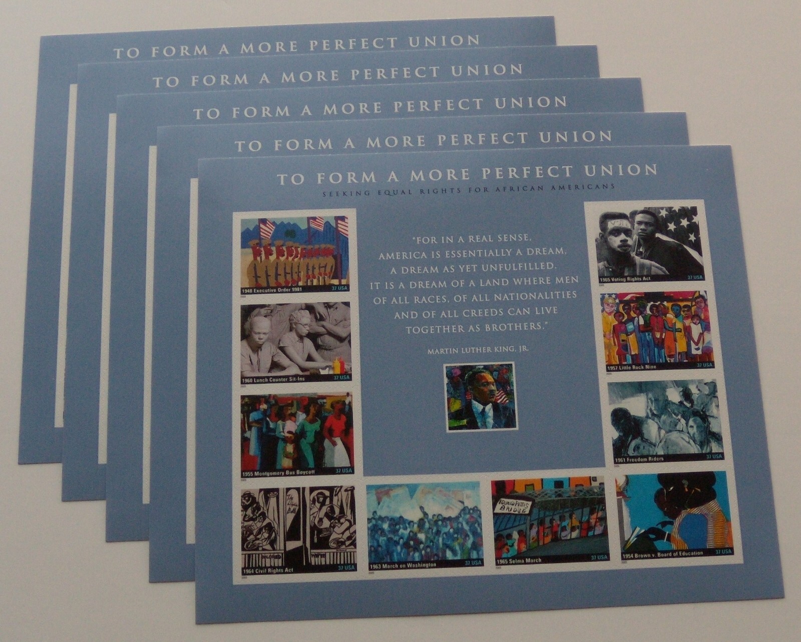 Five Sheets x 10 = 50 of TO FORM A MORE PERFECT UNION 37¢ US Stamps USA Sc# 3937