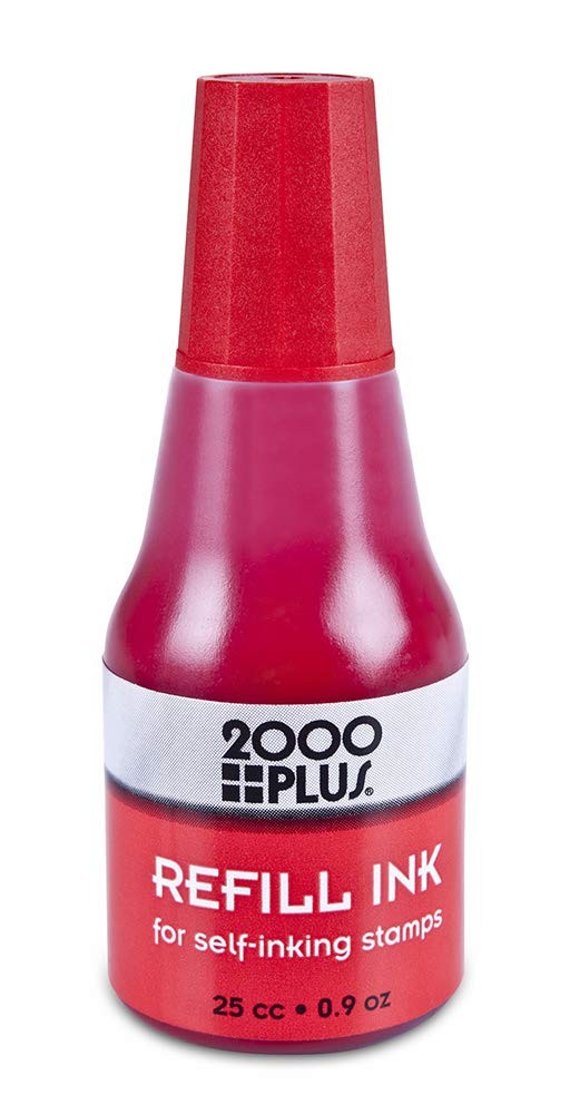 2000 Plus Ink Refill for Self-Inking Stamps and Stamp Pads, 0.9 fl oz, Red