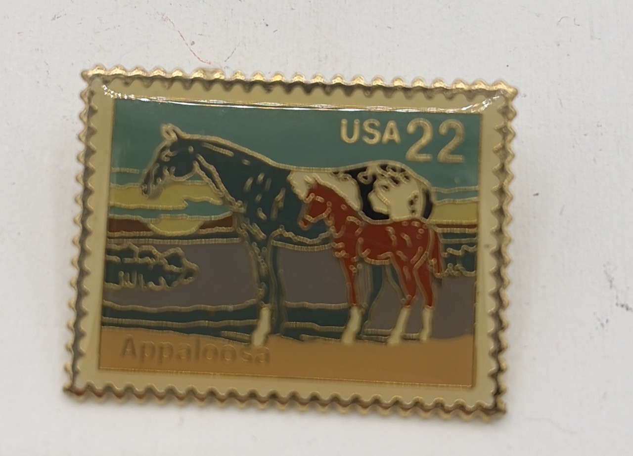 Lot of 10 Vintage USPS Metal Postage Stamp Pins : Horses, Kentucky, Derby, Etc