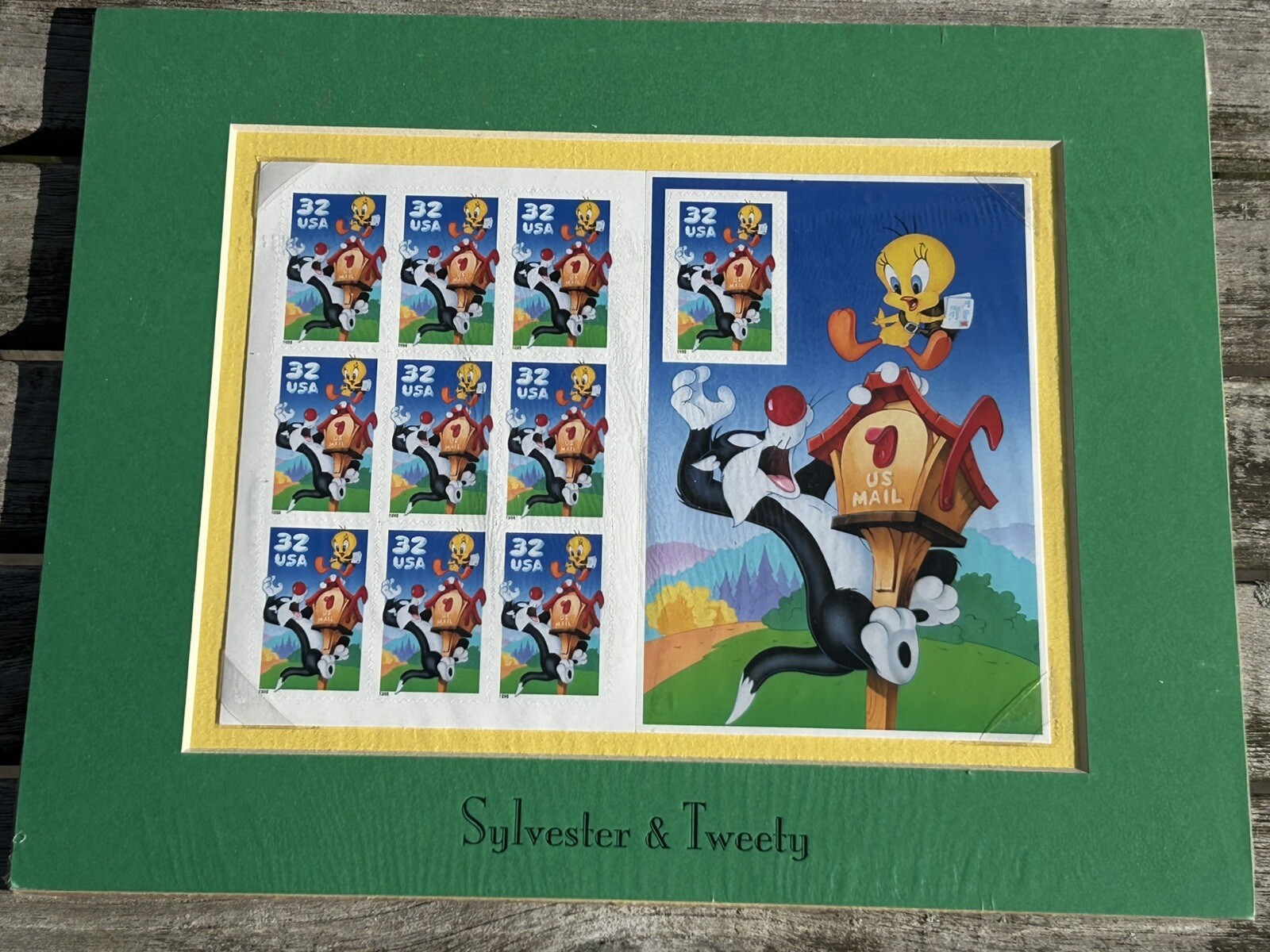 Four Books (40) US Postage Stamps LOONEY TUNES Sylvester & Tweety & Daffy Matted