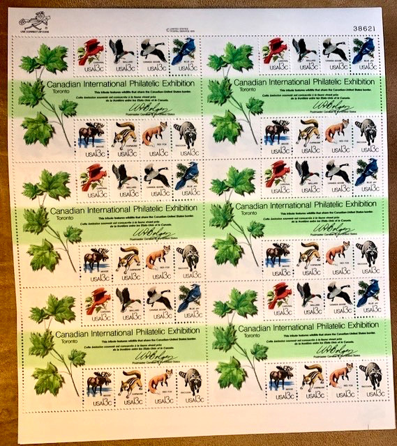 10 SHEETS US SCOTT 1757 OF 48 CANADIAN PHILATELIC EXPO STAMPS 13 CENT FACE $62