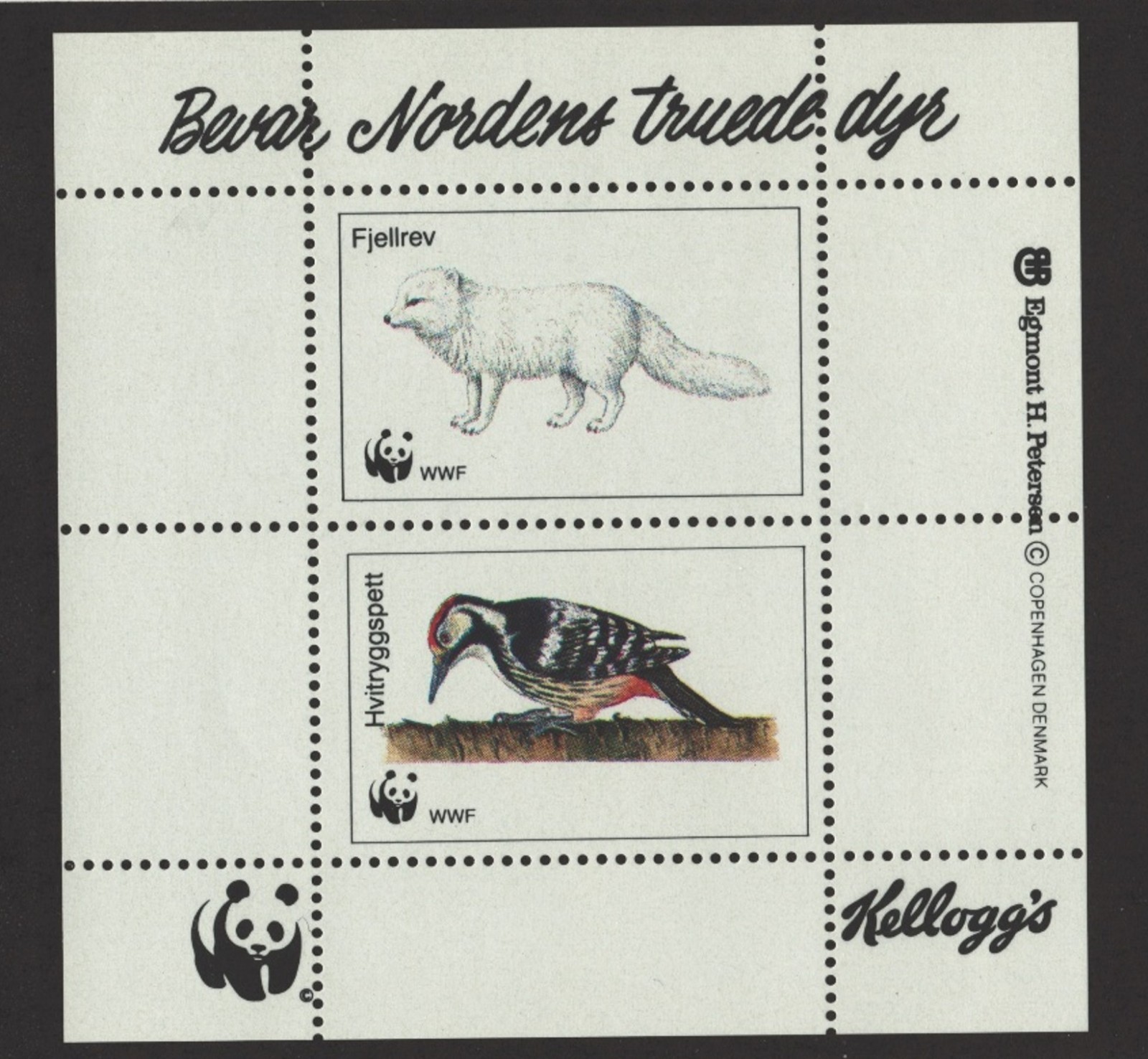 Denmark Cinderella Sheets WWF Kelloggs 1987 Conserve Nordic Endangered Animals
