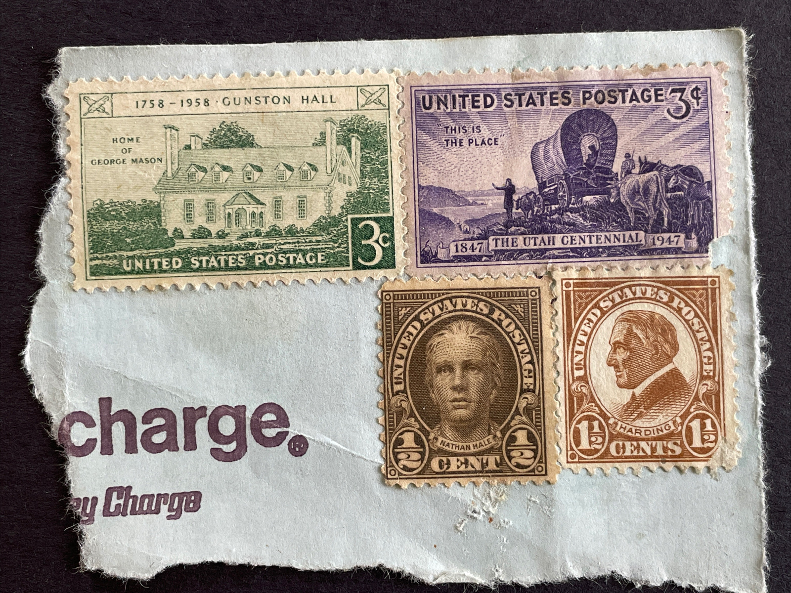 US Sc# 553 Harding, 551 Hale, 950 Utah, 1108 Gunston Hall Mounted And No Cancel