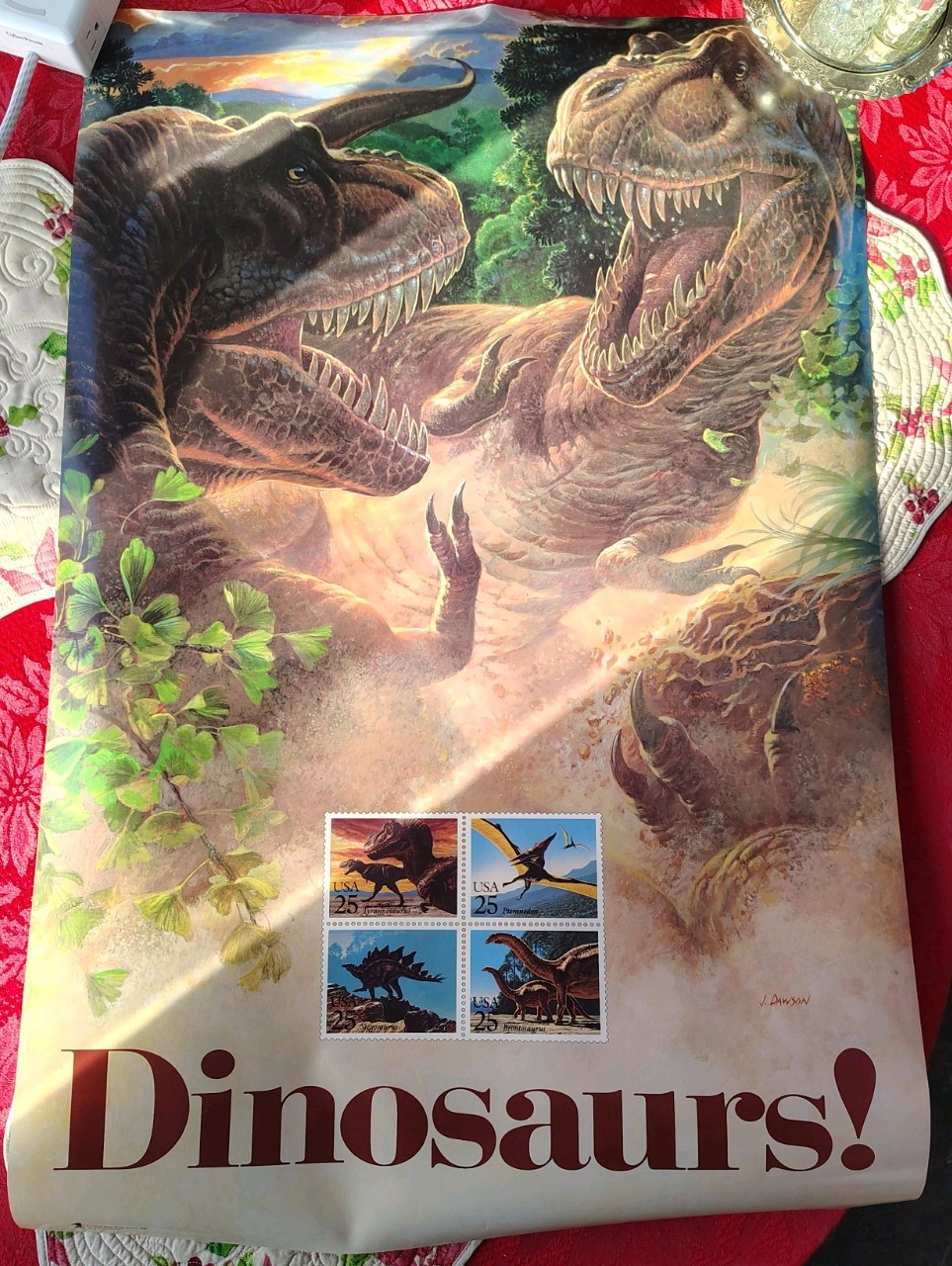 Lot Of 5 NOS USPS 1989 Dinosaur Postage Stamp Posters 24×36.
