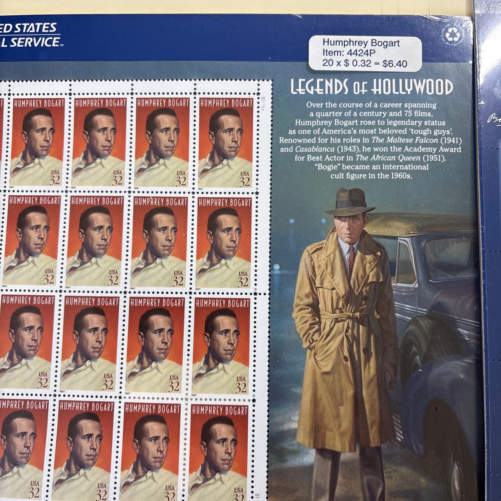US Scott 3168 – 3172 SHEET And Humphrey Bogart Sheet MNH – Both New In Original.