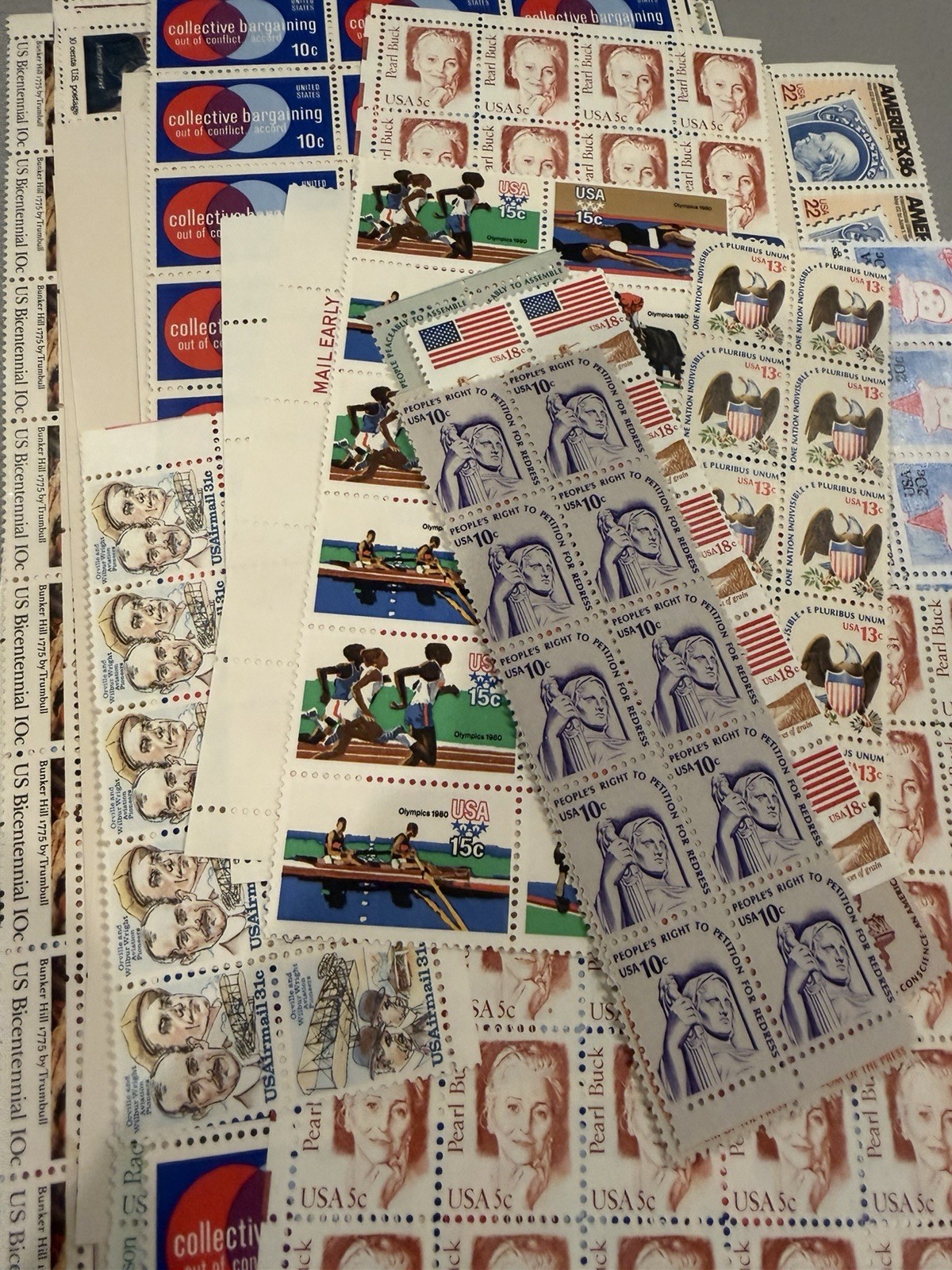 Lot of US STAMP PARTIAL SHEETS $234.13 FACE VALUE ALL FULL GUM POSTAGE!