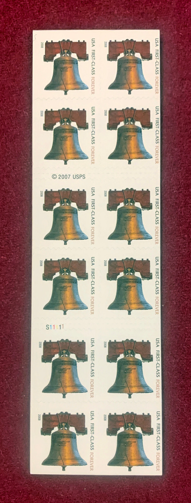 LIBERTY BELL (#4127d) FOREVER Stamps 2008 – Booklet 20 US Stamps (MNH)