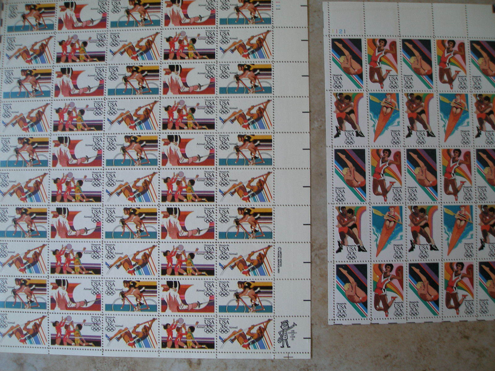 6 FULL SHEETS & 17 FDC # 2048-51 , 2067-70 , 2082-2085 , C101-C112 OLYMPIC GAMES