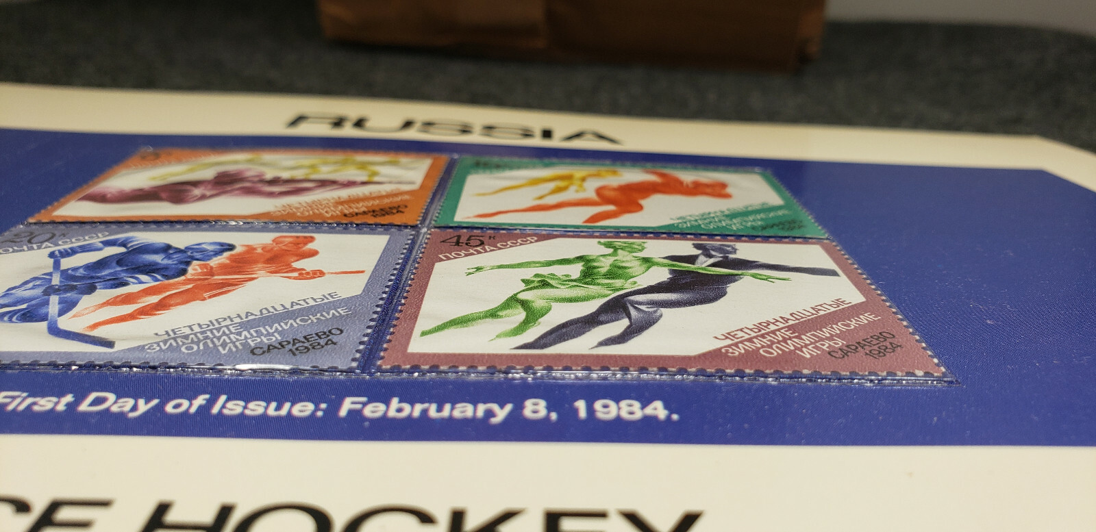 Russia 1984 Olympic Games Philatelic Panel 4 Stamps *Ice Hockey* MNH