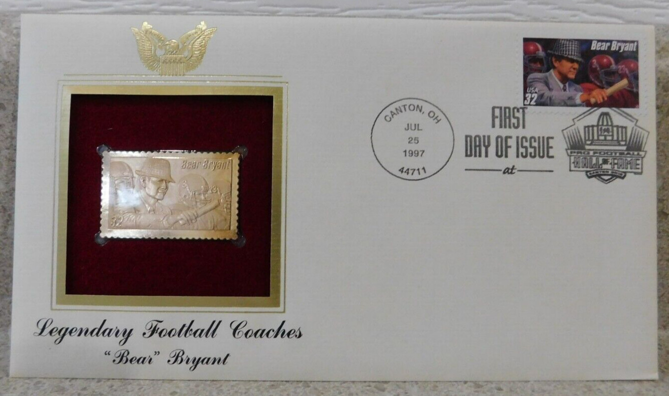 Collectors Gold Stamp Legendary Football Coach Bear Bryant Free Ship Alabama