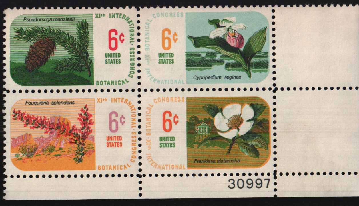 1969 6c Botanical Congress, Complete Set of 4 Block of Four Scott #1376-79 ST194