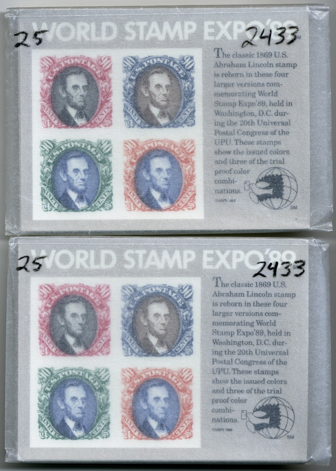 2433, MNH 90¢ – 50 X World Stamp S/S – Face Value $180.00 Stuart Katz