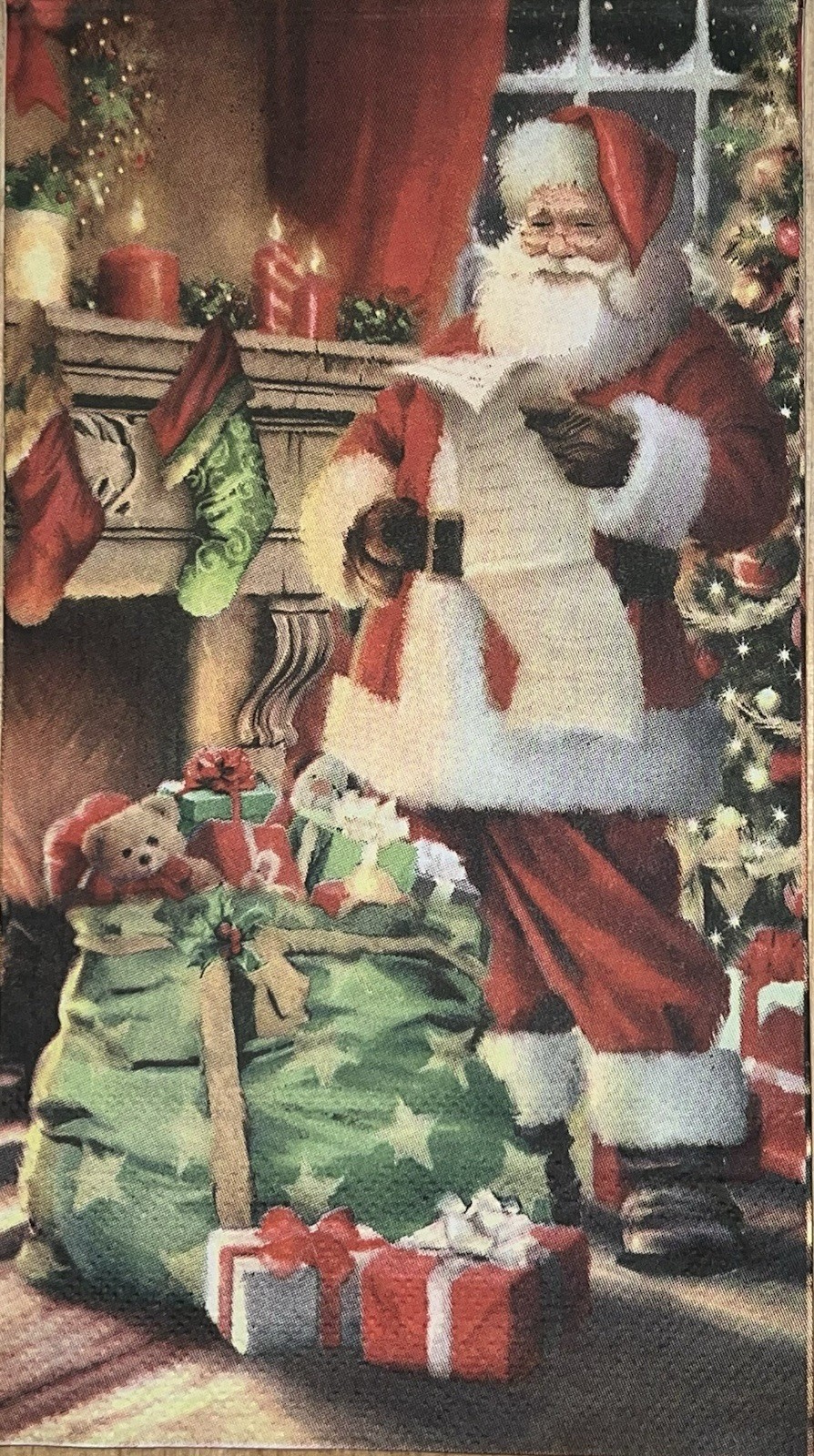 TWO Individual paper dinner Decoupage napkins Santa Claus Toys Trees Christmas
