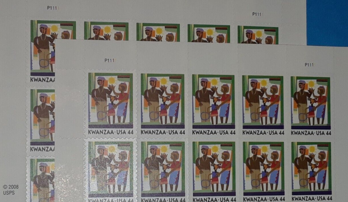 Three Panes x 20 = 60 of KWANZAA 44¢ African-American Holiday US Stamps USA 4434