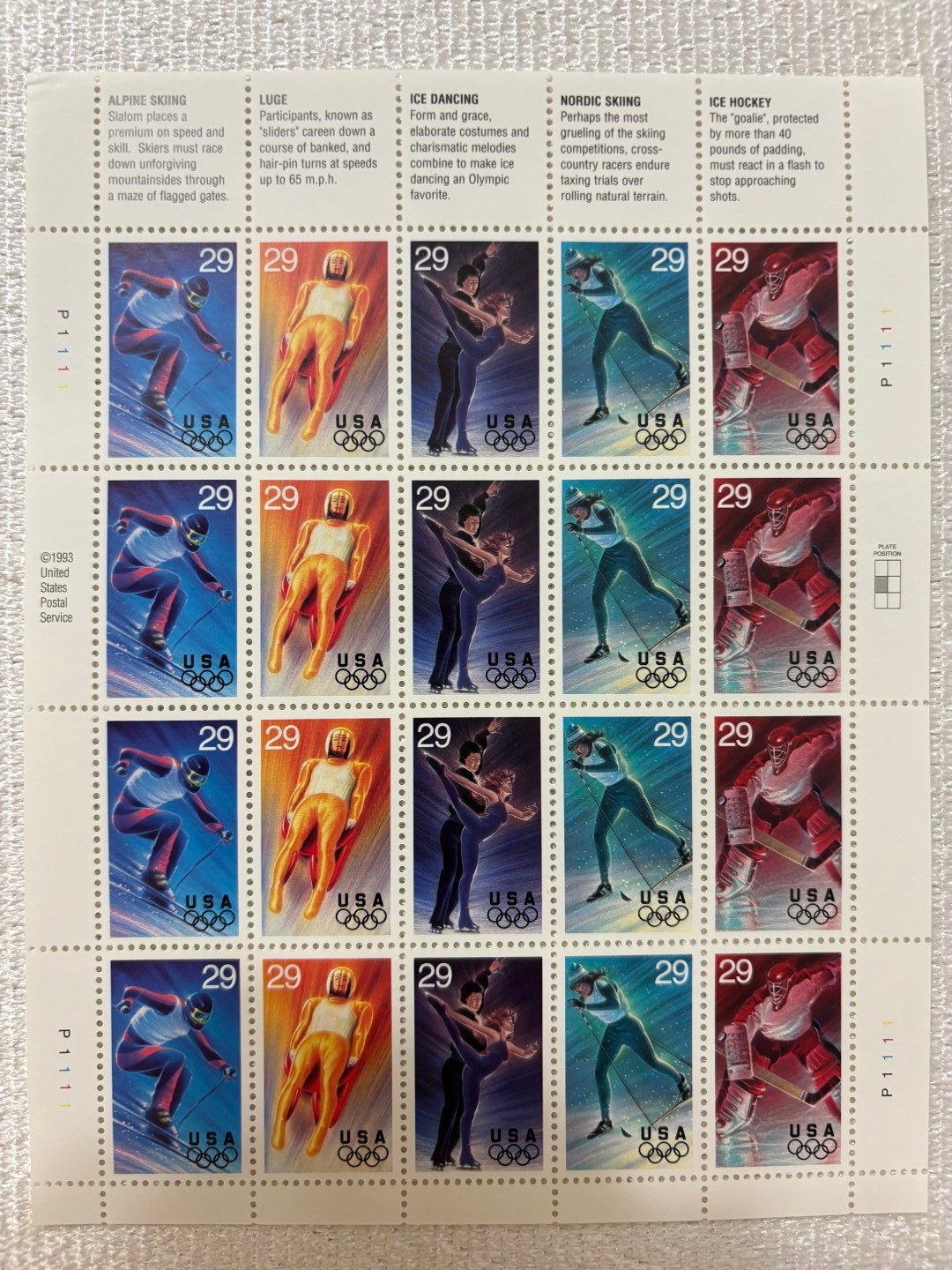 USPS 1990s Commemorative Sports Stamp Sheets – World Cup, Olympics & Equestrian
