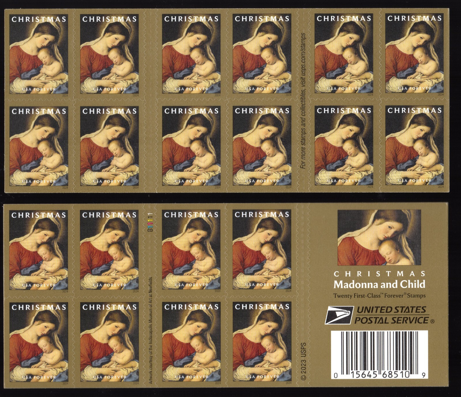 USPS Madonna and Child (2024 – Sassoferrato) Booklet of 20 Stamps – MNH In stock