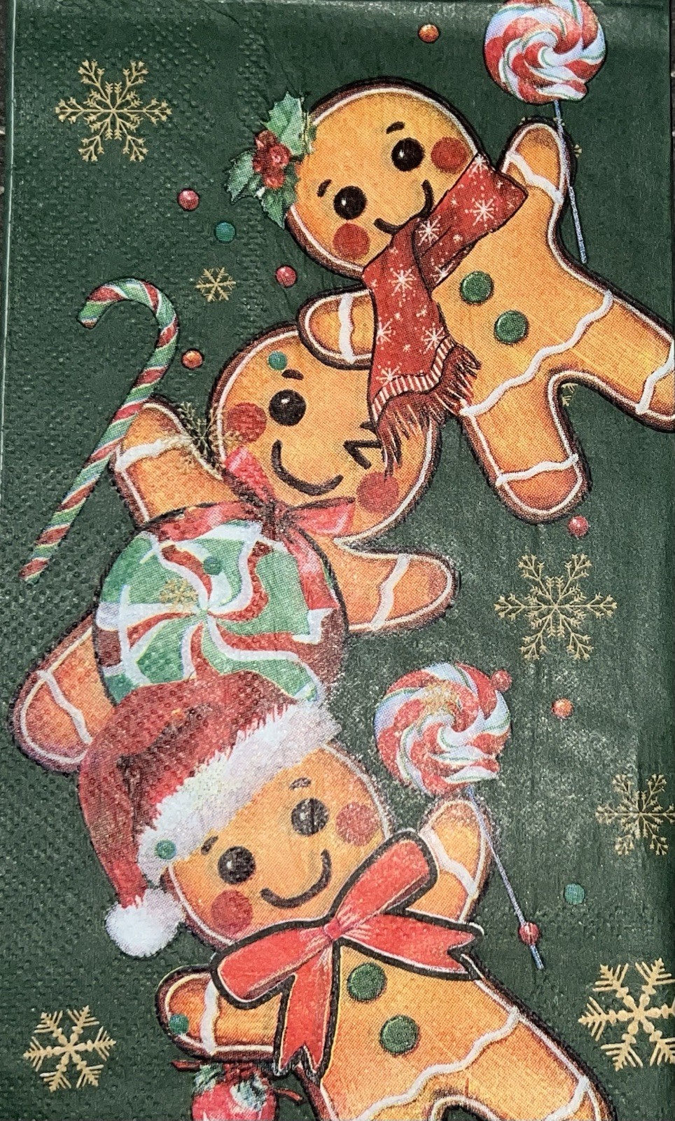 TWO Individual paper dinner Decoupage napkins Gingerbread/christmas Trees/snow