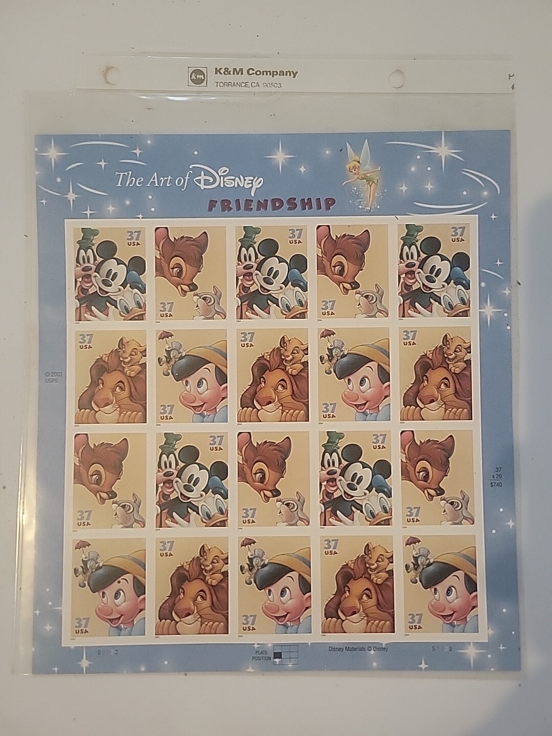 USPS Disney Postage Stamps The Art Of Disney Friendship Sheet Of 20 – 37 Cent