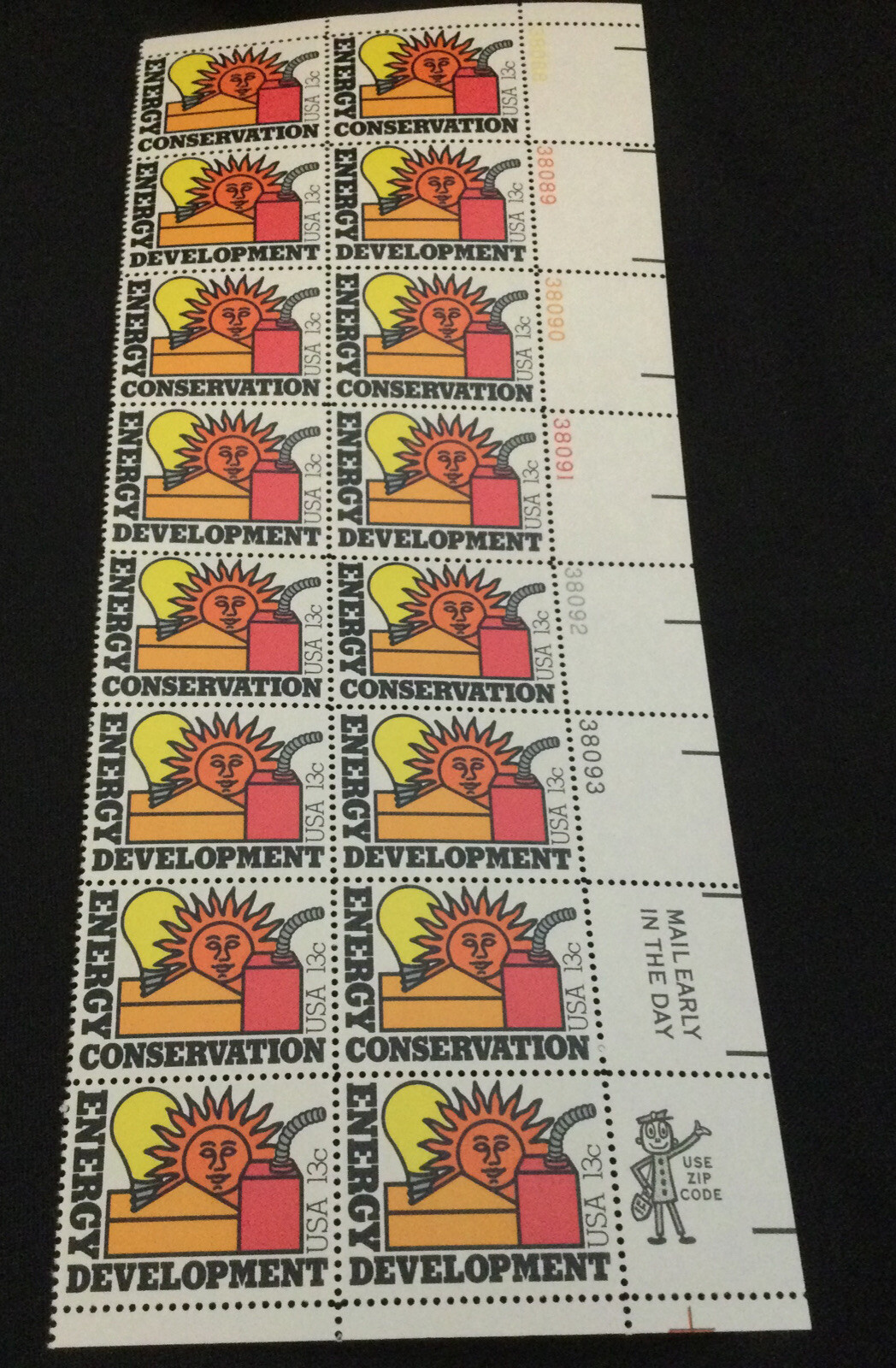 16 USPS Stamps 13 Cent – Energy Conservation Development – Scott 1723 1724 MNH