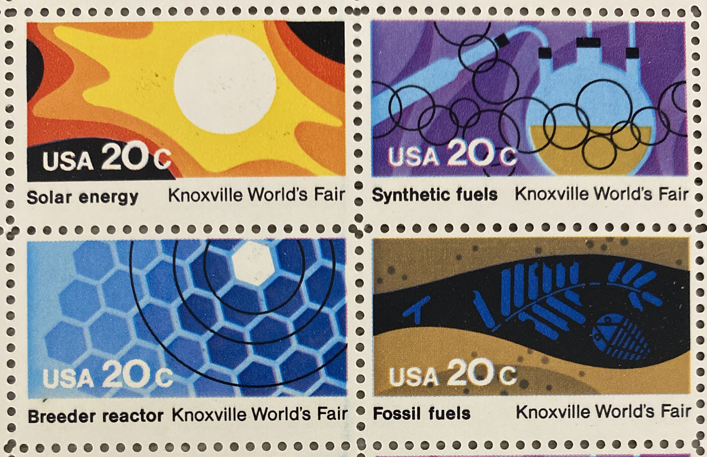US SCOTT 2006 – 2009 PANE OF 50 KNOXVILLE WORLD’S FAIR STAMPS 20 CENT FACE MNH