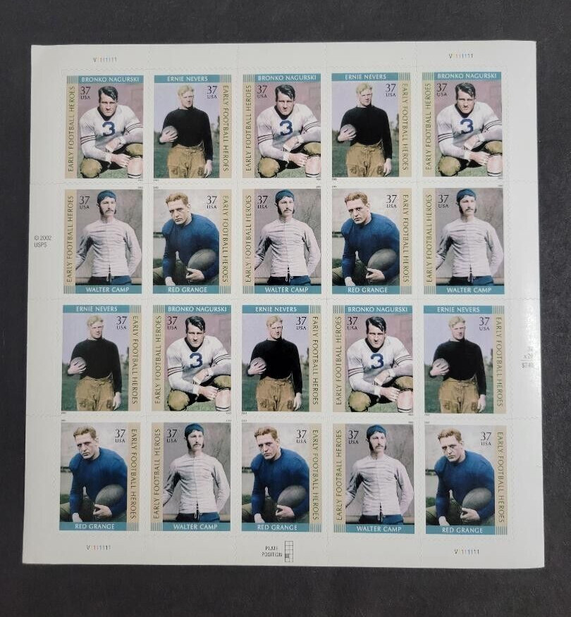 USPS Early Football Heroes 37 Cent Stamps Super Clean Sheet