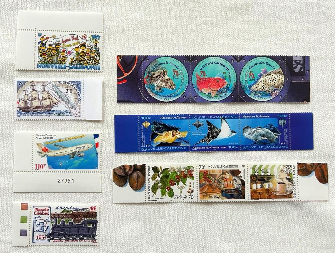 Unused foreign stamps: New Caledonia stamp collection set