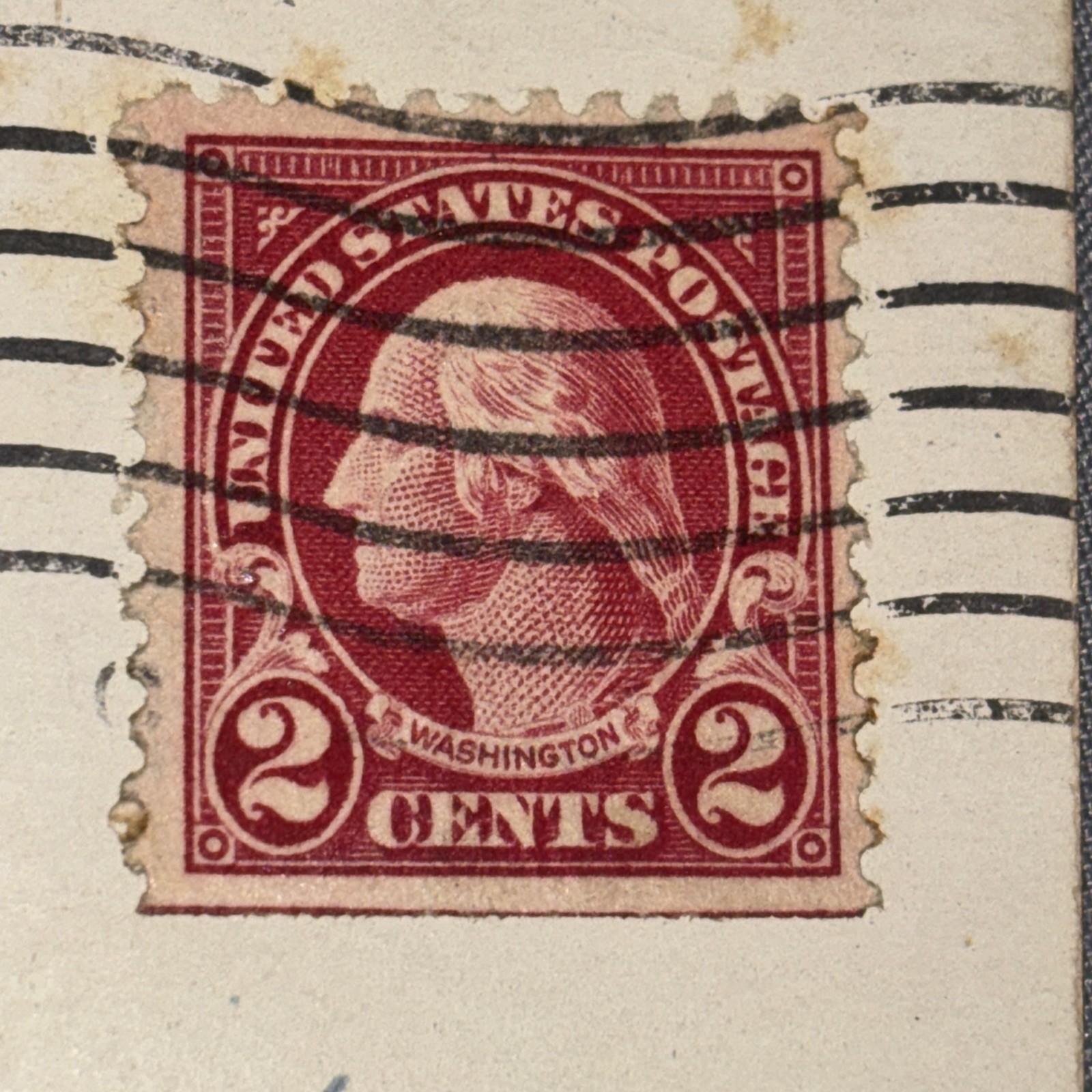 VERY RARE Washington 2 Cent Red Stamp on Postcard Orange, NJ UNION BEACH used