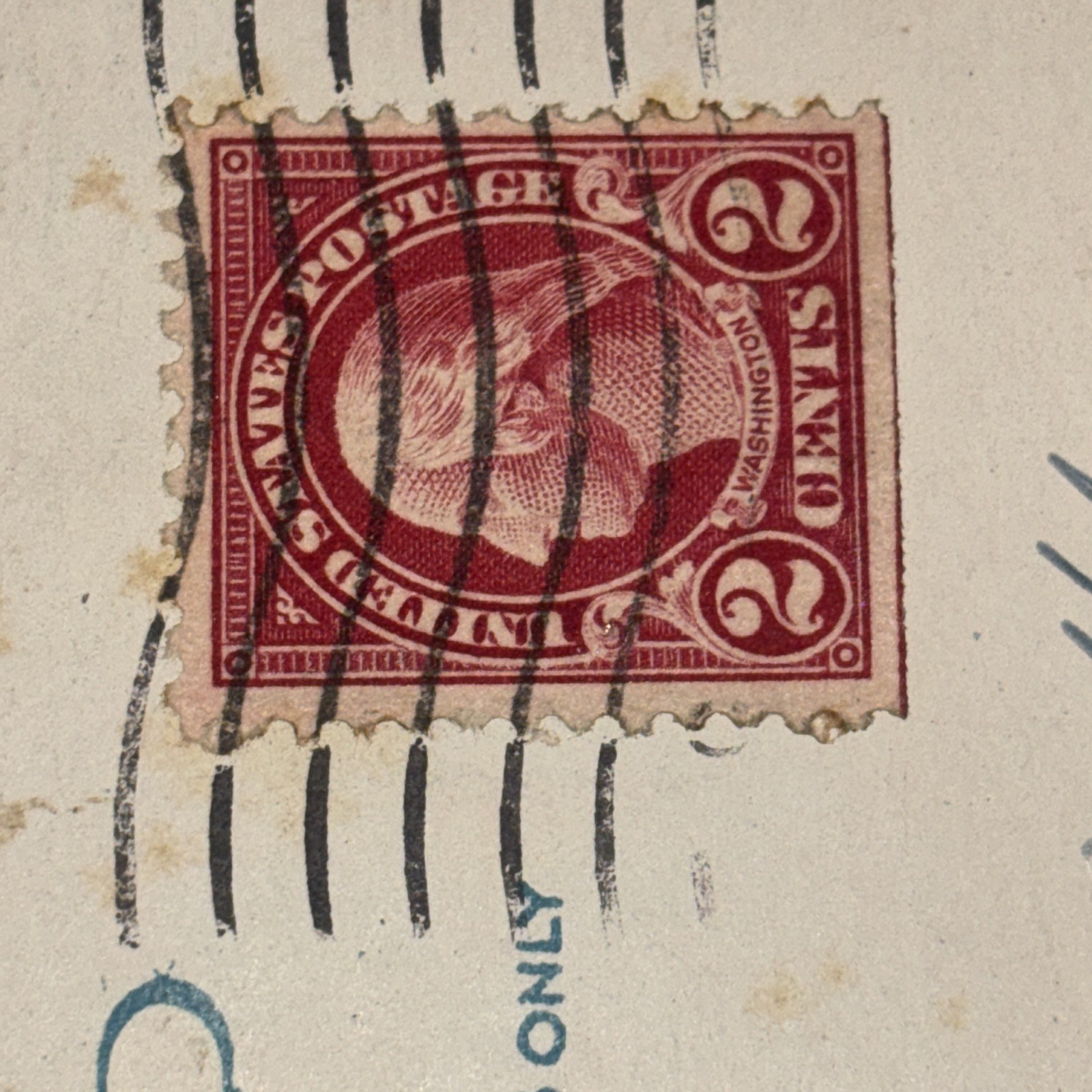 VERY RARE Washington 2 Cent Red Stamp on Postcard Orange, NJ UNION BEACH used